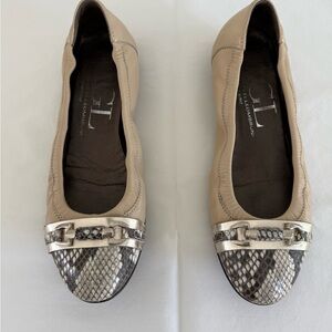 AGL Fog and Silver Snakeskin Flats - Size 37